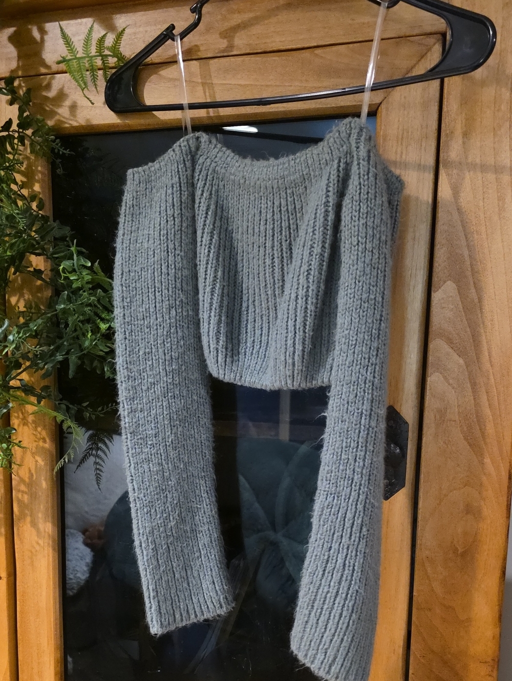 Off The Shoulder Crop Long Sleeve Top